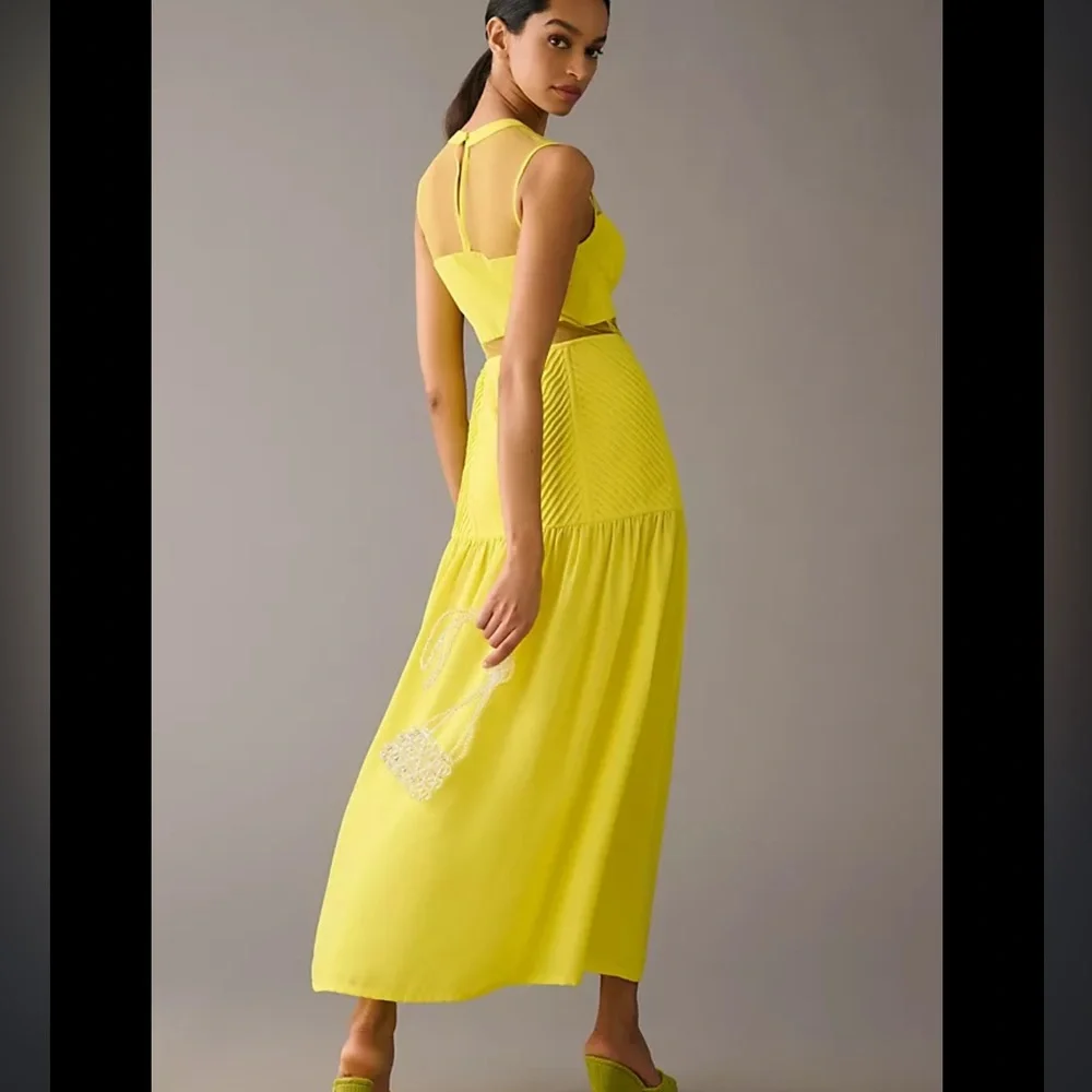 Anthropologie Vineet Bahl Puff-Sleeve Textured Dress - Picture 4 of 9